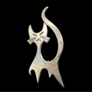 Silver Atomic Kitty Vintage Signed Beau Sterling Pin
Brooch